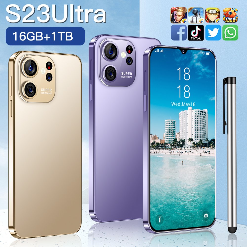 phonehot Selling 5g S23+ Ultra 16gb+1tb 48+108mp 6.8 Inch Full Display Android 12 Mobile Cell Phone Mobile Phonemate60